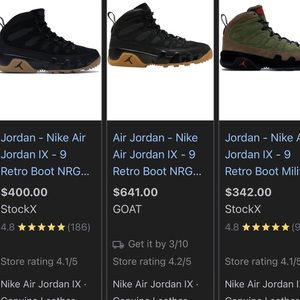 I have the green and brown ones and the black and brown ones size 9 and 8.5